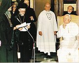 Rencontre du Pape Jean Paul 2 et du Patriarche oecum&eacute;nique de Constantinople